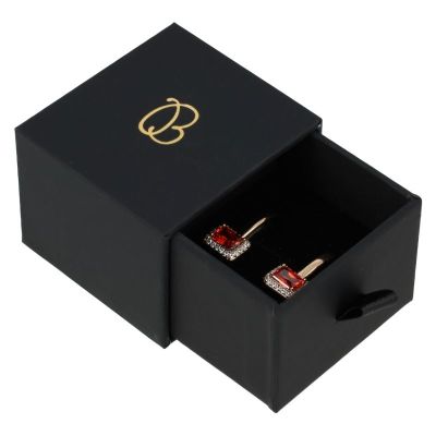 Scatola nera per anelli o orecchini - Packaging personalizzabile per gioielli PB-1-B