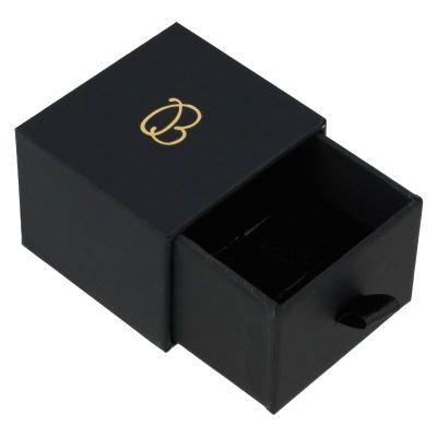 Schwarze Schachtel für Ringe oder Ohrringe – Individuell gestaltbare Schmuckverpackung PB-1-B