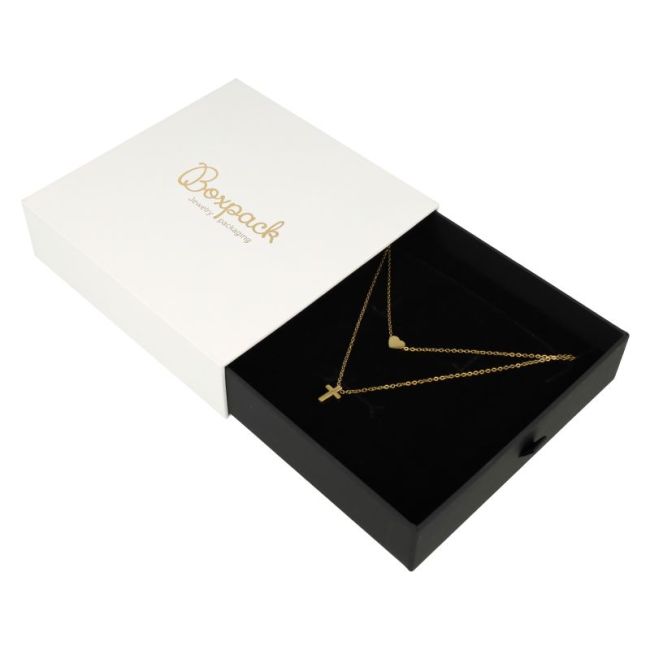 Caja de cartón para collar o conjunto color blanco 152x150x39 mm PB-5-B