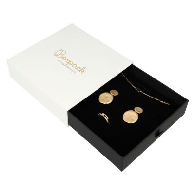 Caixa para colar ou conjunto, branca, embalagem personalizável para joalharia PB-5-B