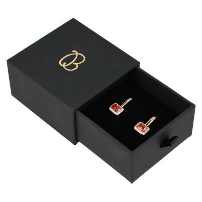Caixa em cartão para brincos e pendente, preta 73 x 69 x 39 mm PB-2-N