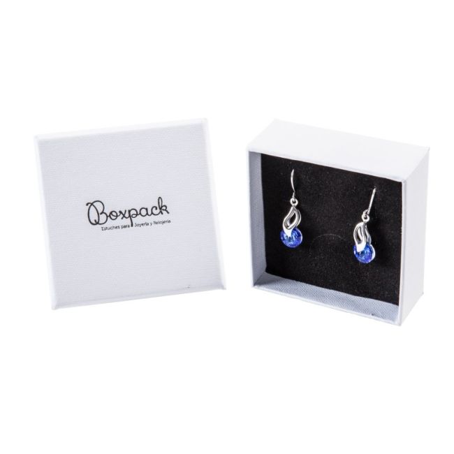 Caja de cartón para juego de pendientes de joyería y bisutería 65x65x29 mm color blanco texturizado mp-61