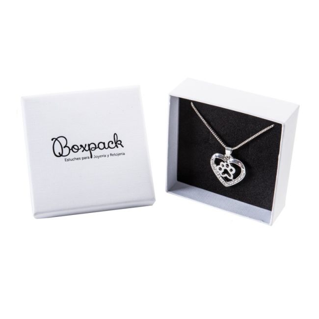 Cartón para conjunto de colgante de joyería y bisutería 86x86x33 Mm color blanco texturizado MP-81