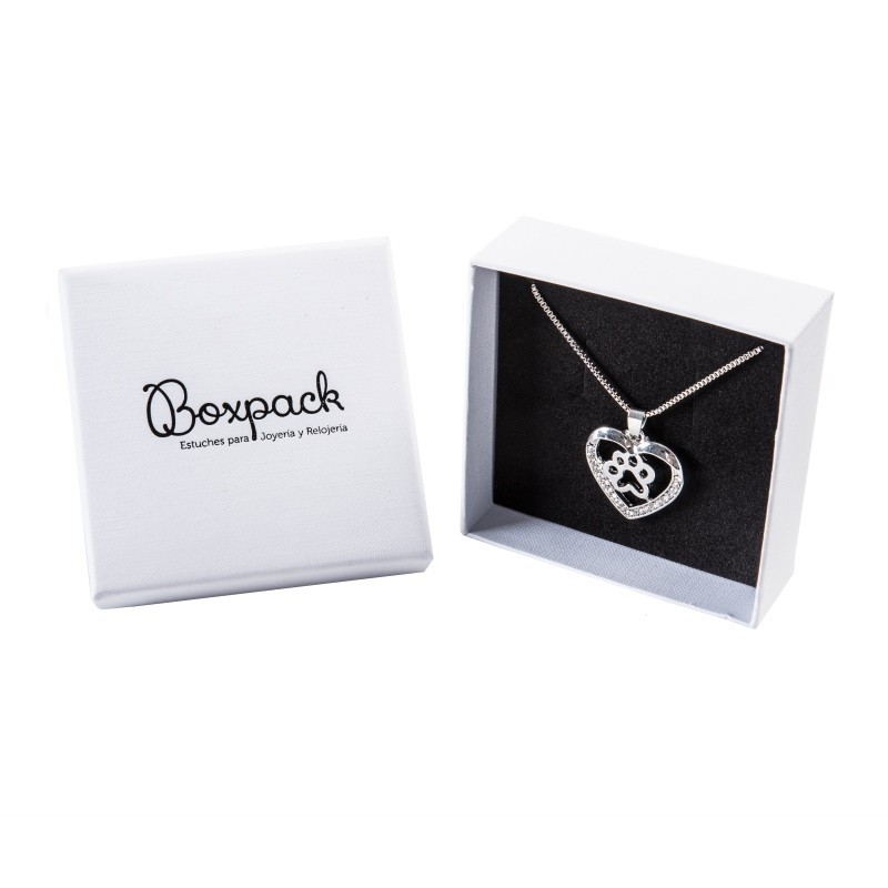 Cartón para conjunto de colgante de joyería y bisutería 86x86x33 Mm color blanco texturizado MP-81