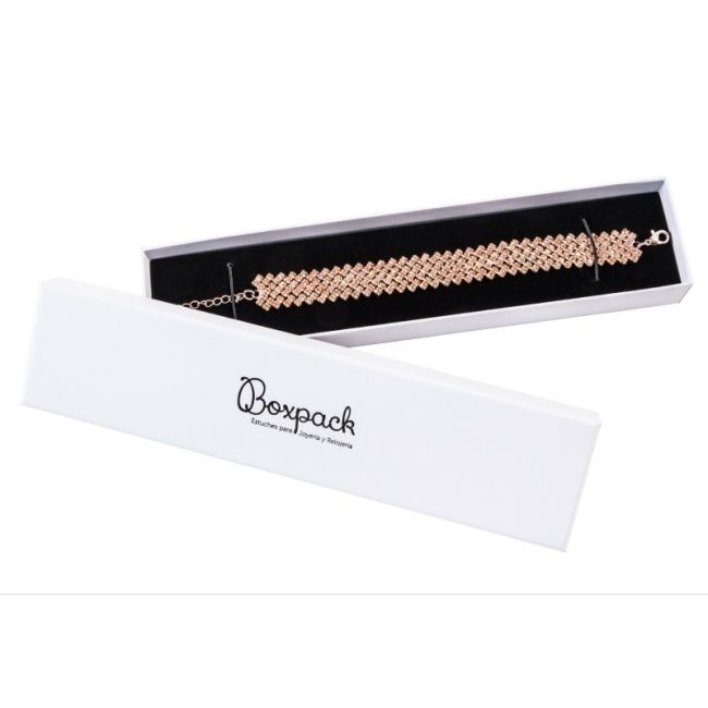 Caja de cartón para pulsera de joyería y bisutería 51x51x33 Mm color blanco texturizado mp-51