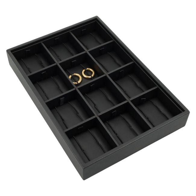 Leatherette hoop earring display tray, black BJP-PA-N