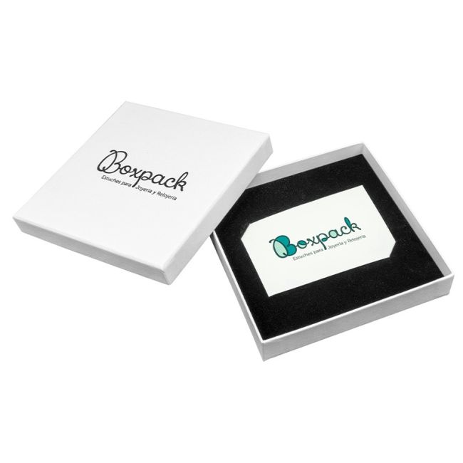 Caja de cartón para tarjeta 120x120x24 Mm color blanco texturizado mp-16-t