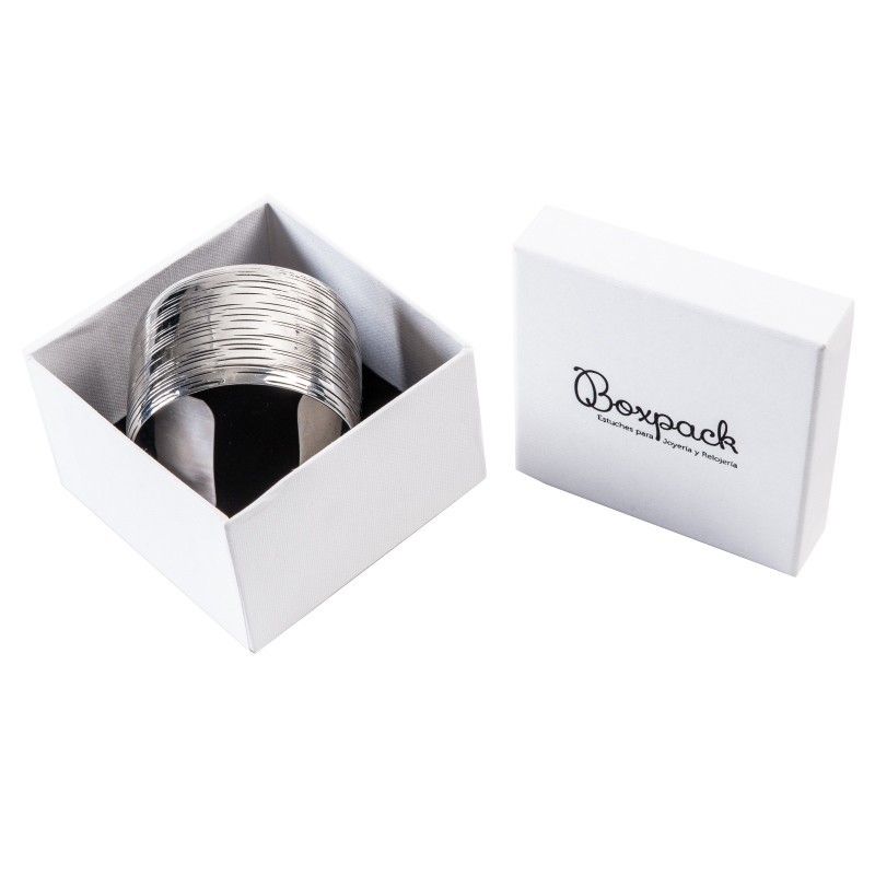 Caja de cartón para brazalete de joyería y bisutería  90X90X58 Mm color blanco texturizado mp-89