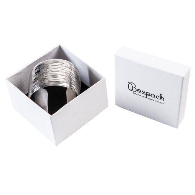 Caja de cartón para brazalete de joyería y bisutería  90X90X58 Mm color blanco texturizado mp-89