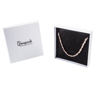 Caja de cartón para conjunto de colgante de joyería y bisutería  167x167x33 Mm color blanco texturizado mp-18