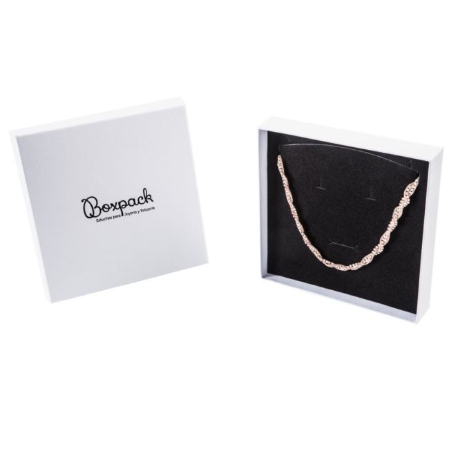 Caja de cartón para conjunto de colgante de joyería y bisutería  167x167x33 Mm color blanco texturizado mp-18