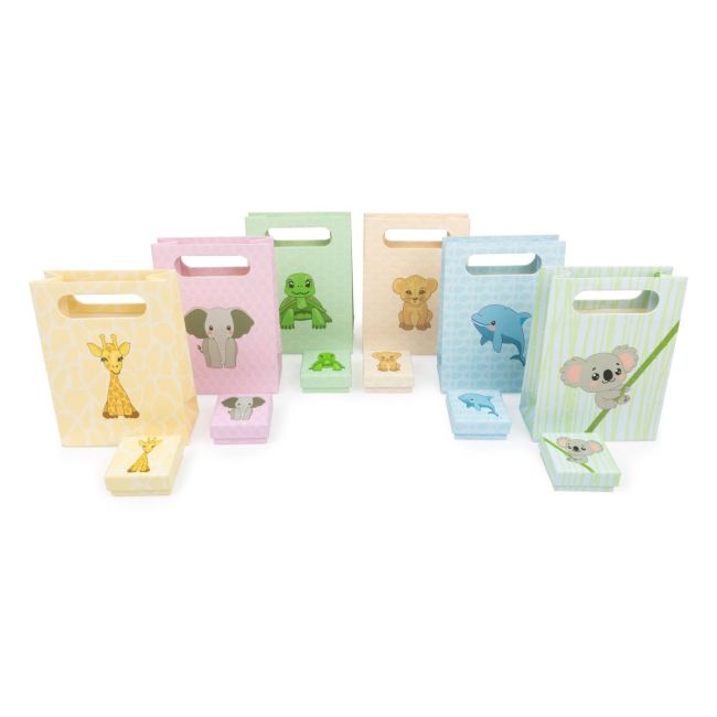 Confezione da 24 astucci per orecchini con 24 shopper per bambini serie Puppies 50 x 50 x 23 mm AN-40 + B-AN