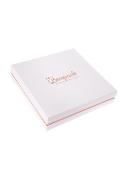 Caja de cartón blanca y rosa para collar o conjunto de joyería, bisutería y joyas 168X168X38 Mm SA-18-RS