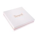 Caja de cartón blanca y rosa para collar o conjunto de joyería, bisutería y joyas 168X168X38 Mm SA-18-RS