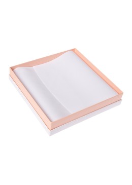 Caja de cartón blanca y rosa para collar o conjunto de joyería, bisutería y joyas 168X168X38 Mm SA-18-RS