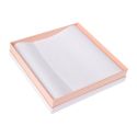 Caja de cartón blanca y rosa para collar o conjunto de joyería, bisutería y joyas 168X168X38 Mm SA-18-RS