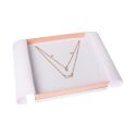 Caja de cartón blanca y rosa para collar o conjunto de joyería, bisutería y joyas 168X168X38 Mm SA-18-RS