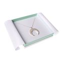 Caja de cartón blanca y aguamarina para collar o colgante de joyería, bisutería y joyas 168X168X38 Mm SA-18-AQ