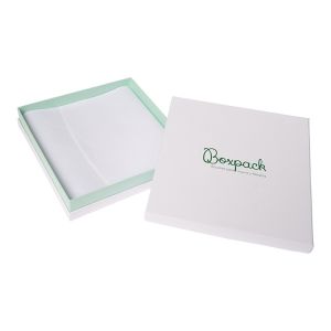 Schachtel aus Karton in Weiß und Aquamarin für Halsketten oder Anhänger 168 x 168 x 38 mm SA-18-AQ