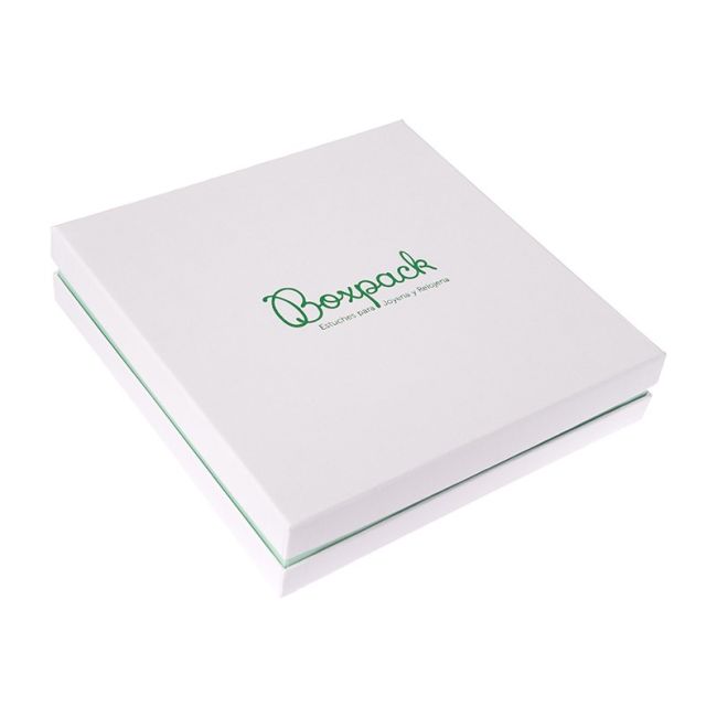 Astuccio in cartone per collana o ciondolo, bianco e acquamarina 168 x 168 x 38 mm SA-18-AQ