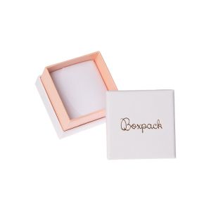 Caja de cartón blanca y rosa para anillo o pendientes de joyería, bisutería y joyas  SA-42-RS