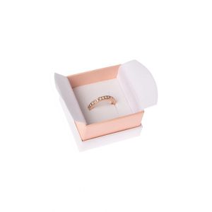 Caja de cartón blanca y rosa para anillo o pendientes de joyería, bisutería y joyas  SA-42-RS