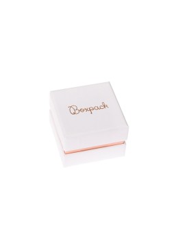 Caja de cartón blanca y rosa para anillo o pendientes de joyería, bisutería y joyas  SA-42-RS