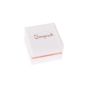 Caja de cartón blanca y rosa para anillo o pendientes de joyería, bisutería y joyas  SA-42-RS