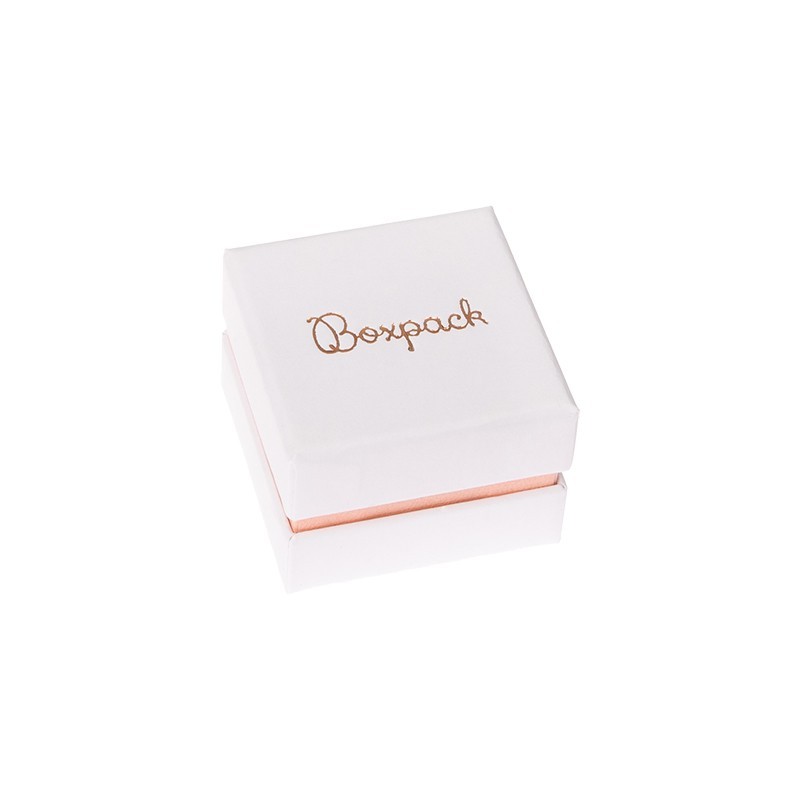 Caja de cartón blanca y rosa para anillo o pendientes de joyería, bisutería y joyas  SA-42-RS