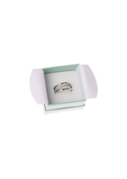 Caja de cartón blanca y aguamarina para anillo o pendientes de joyería, bisutería y joyas  SA-42-AQ