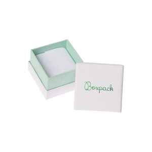 Cardboard ring or earring box, white and aquamarine SA-42-AQ