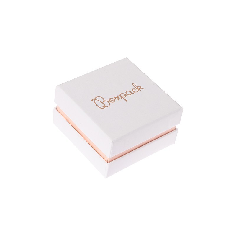 Caja de cartón blanca y rosa para pendientes o conjunto de joyería, bisutería y joyas 65x65x38 Mm SA-61-RS