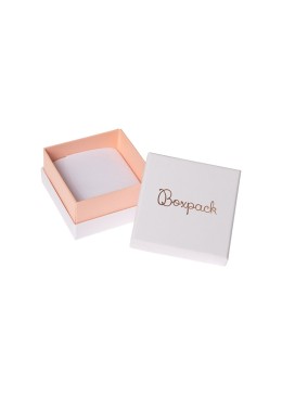 Caja de cartón blanca y rosa para pendientes o conjunto de joyería, bisutería y joyas 65x65x38 Mm SA-61-RS