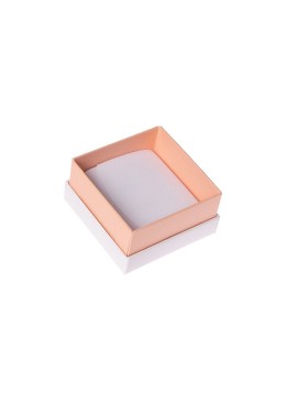 Caja de cartón blanca y rosa para pendientes o conjunto de joyería, bisutería y joyas 65x65x38 Mm SA-61-RS