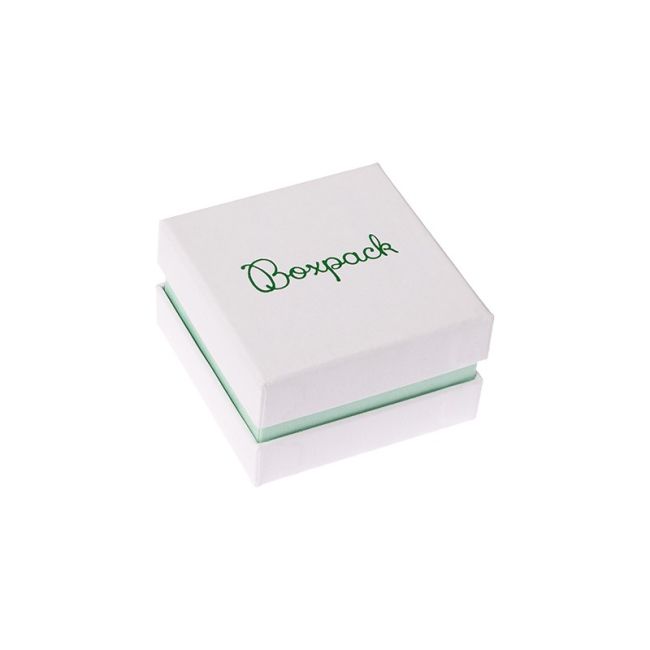 Caja de cartón blanca y aguamarina para pendientes o conjunto de joyería, bisutería y joyas 65x65x38 Mm.  SA-61-AQ