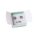 Caja de cartón blanca y aguamarina para pendientes o conjunto de joyería, bisutería y joyas 65x65x38 Mm.  SA-61-AQ