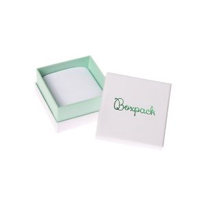 Astuccio in cartone per orecchini o parure, bianco e acquamarina 65 x 65 x 38 mm SA-61-AQ