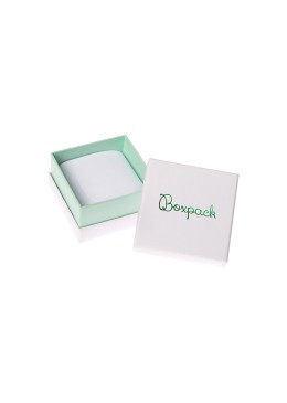 Caja de cartón blanca y aguamarina para pendientes o conjunto de joyería, bisutería y joyas 65x65x38 Mm.  SA-61-AQ