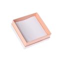 Caja de cartón blanca y rosa para colgante o conjunto de joyería, bisutería y joyas 87x87x38 Mm SA-81-RS