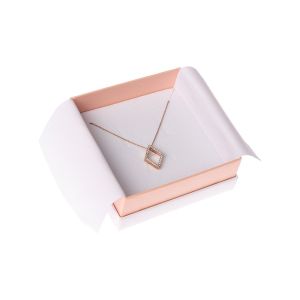 Schachtel aus Karton in Weiß und Rosa für Anhänger oder Schmucksets 87 x 87 x 38 mm SA-81-RS