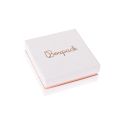 Caja de cartón blanca y rosa para colgante o conjunto de joyería, bisutería y joyas 87x87x38 Mm SA-81-RS