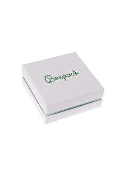 Caja de cartón blanca y aguamarina para colgante o conjunto de joyería, bisutería y joyas 87x87x38 Mm.  SA-61-AQ