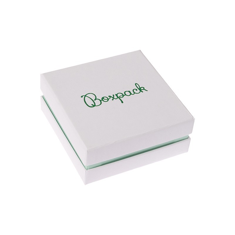 Caja de cartón blanca y aguamarina para colgante o conjunto de joyería, bisutería y joyas 87x87x38 Mm.  SA-61-AQ