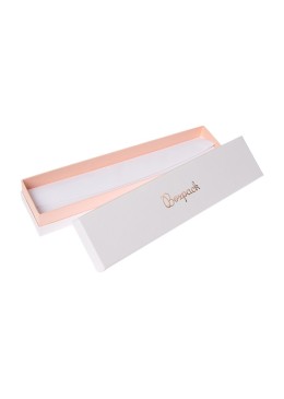 Caja de cartón blanca y rosa para pulsera de joyería, bisutería y joyas 234X55X39 Mm SA-51-RS