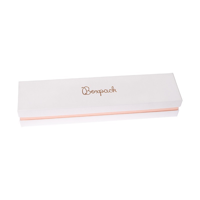 Caja de cartón blanca y rosa para pulsera de joyería, bisutería y joyas 234X55X39 Mm SA-51-RS