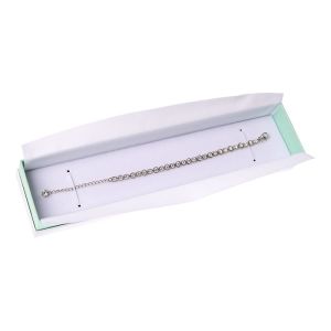Caja de cartón blanca y aguamarina para pulsera de joyería, bisutería y joyas 234X55X39 Mm SA-51-AQ