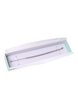 Caja de cartón blanca y aguamarina para pulsera de joyería, bisutería y joyas 234X55X39 Mm SA-51-AQ