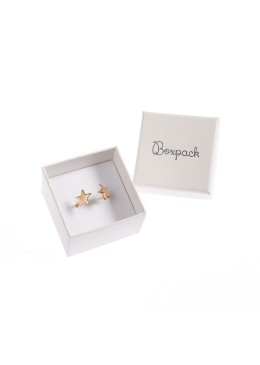 Caja de cartón para anillo o pendientes de joyería y bisutería color marfil iv-42