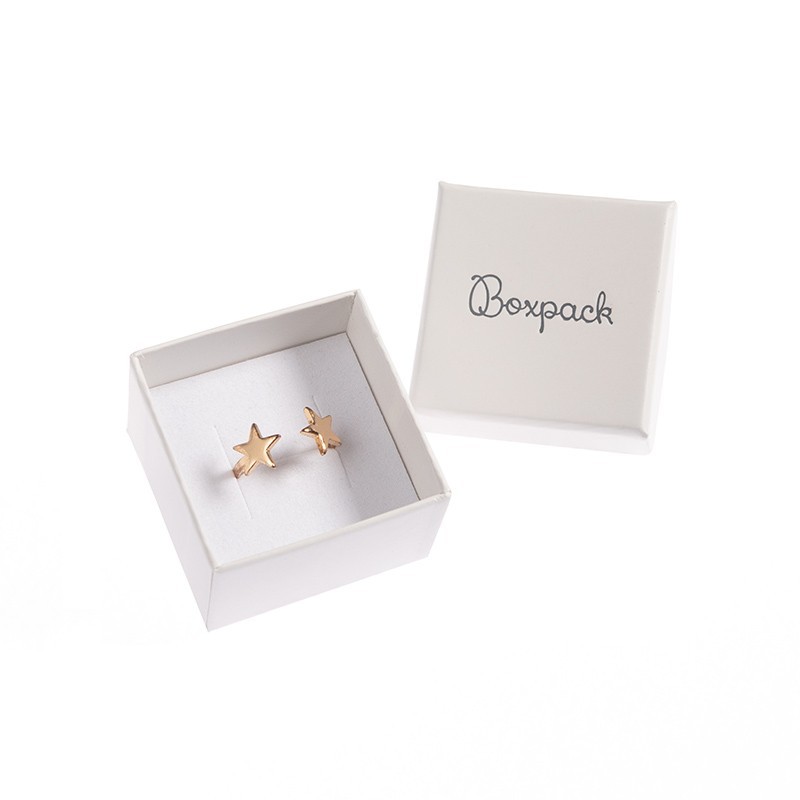 Caja de cartón para anillo o pendientes de joyería y bisutería color marfil iv-42