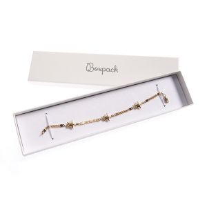 Caja de cartón para pulsera de joyería y bisutería 233x53x27 mm color marfil iv-51